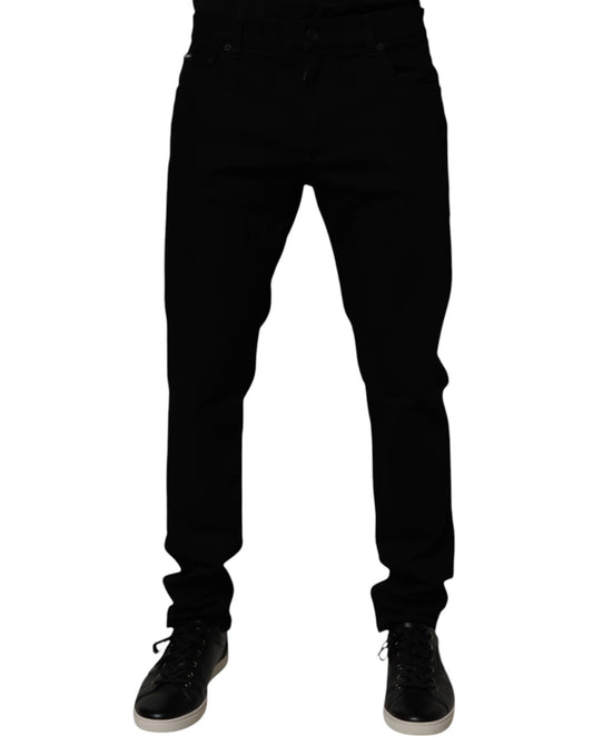Dolce & Gabbana Black Cotton Stretch Slim Fit Men Denim Jeans Dolce & Gabbana