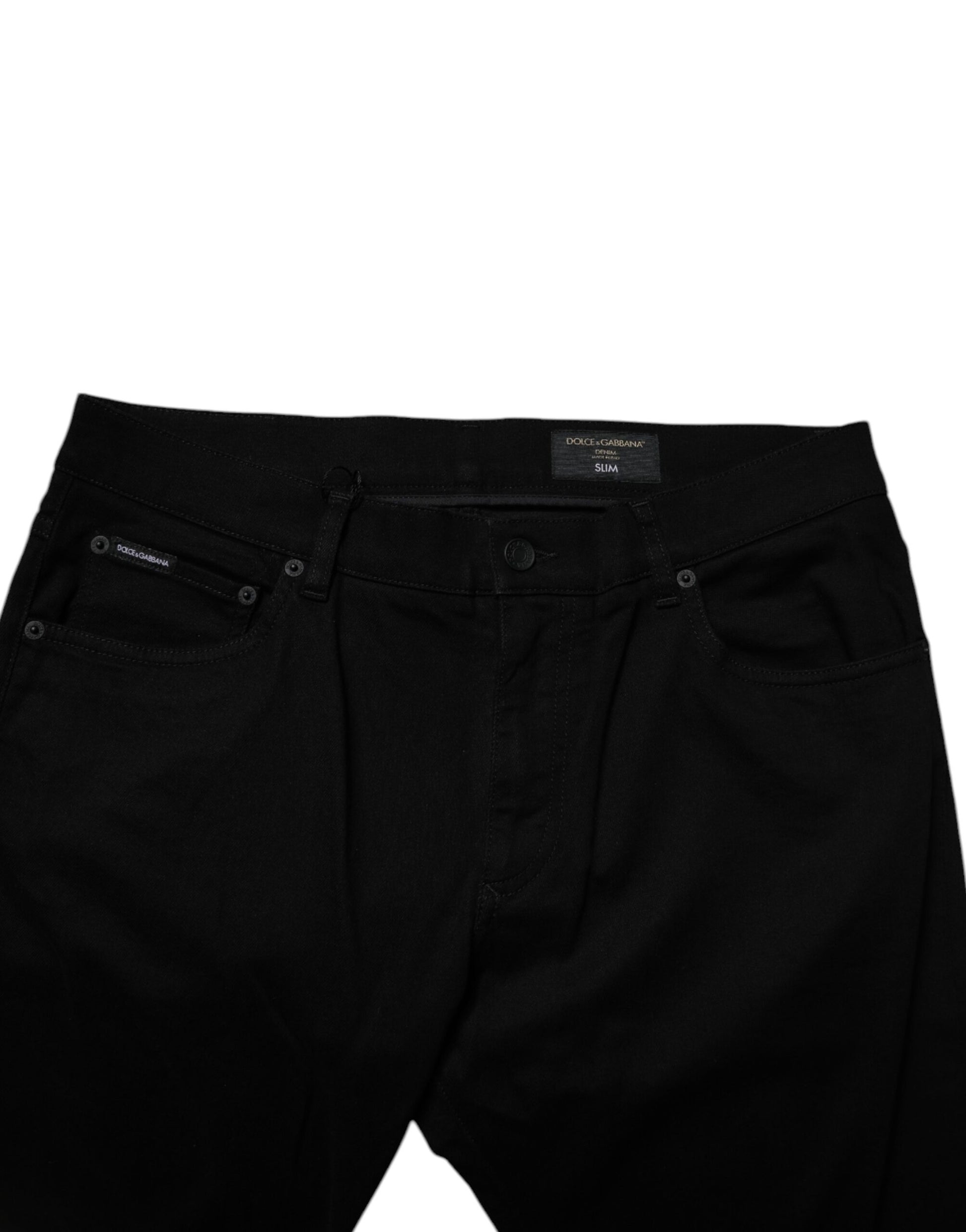 Dolce & Gabbana Black Cotton Stretch Slim Fit Men Denim Jeans Dolce & Gabbana