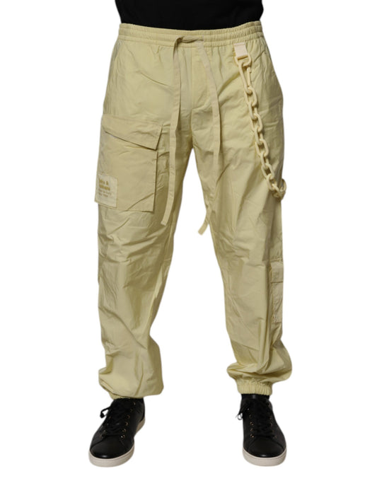 Dolce & Gabbana Yellow Nylon Cargo Chain Men Jogger Pants Dolce & Gabbana