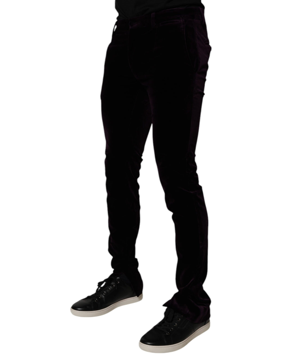 Dolce & Gabbana Violet Velvet Cotton Men Dress Formal Pants - Eljoys Fashion 