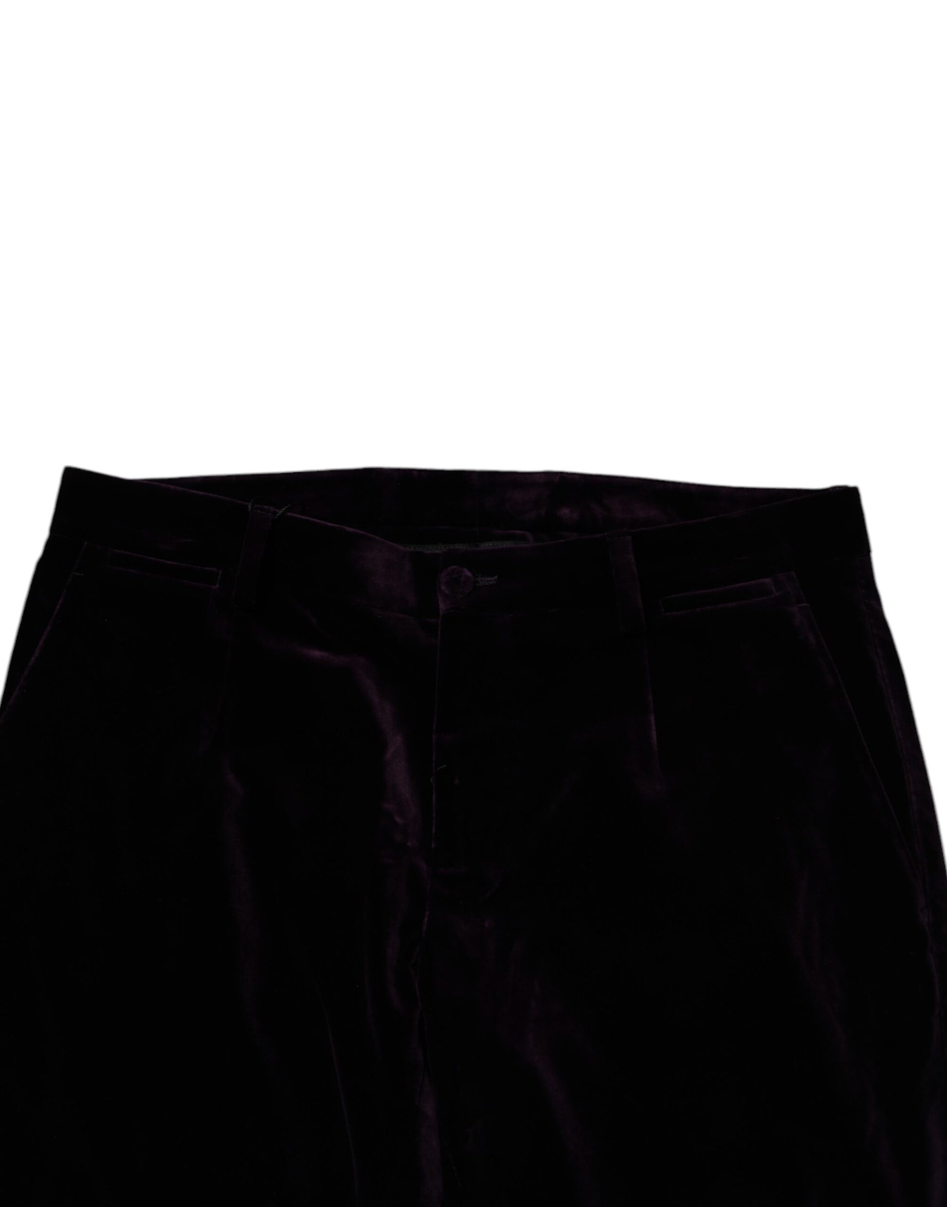 Dolce & Gabbana Violet Velvet Cotton Men Dress Formal Pants Dolce & Gabbana