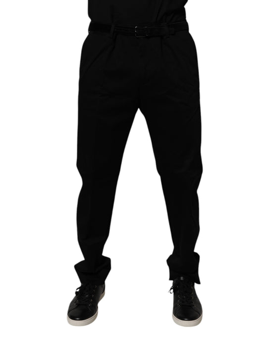 Dolce & Gabbana Black Cotton Men Skinny Dress Formal Pants Dolce & Gabbana