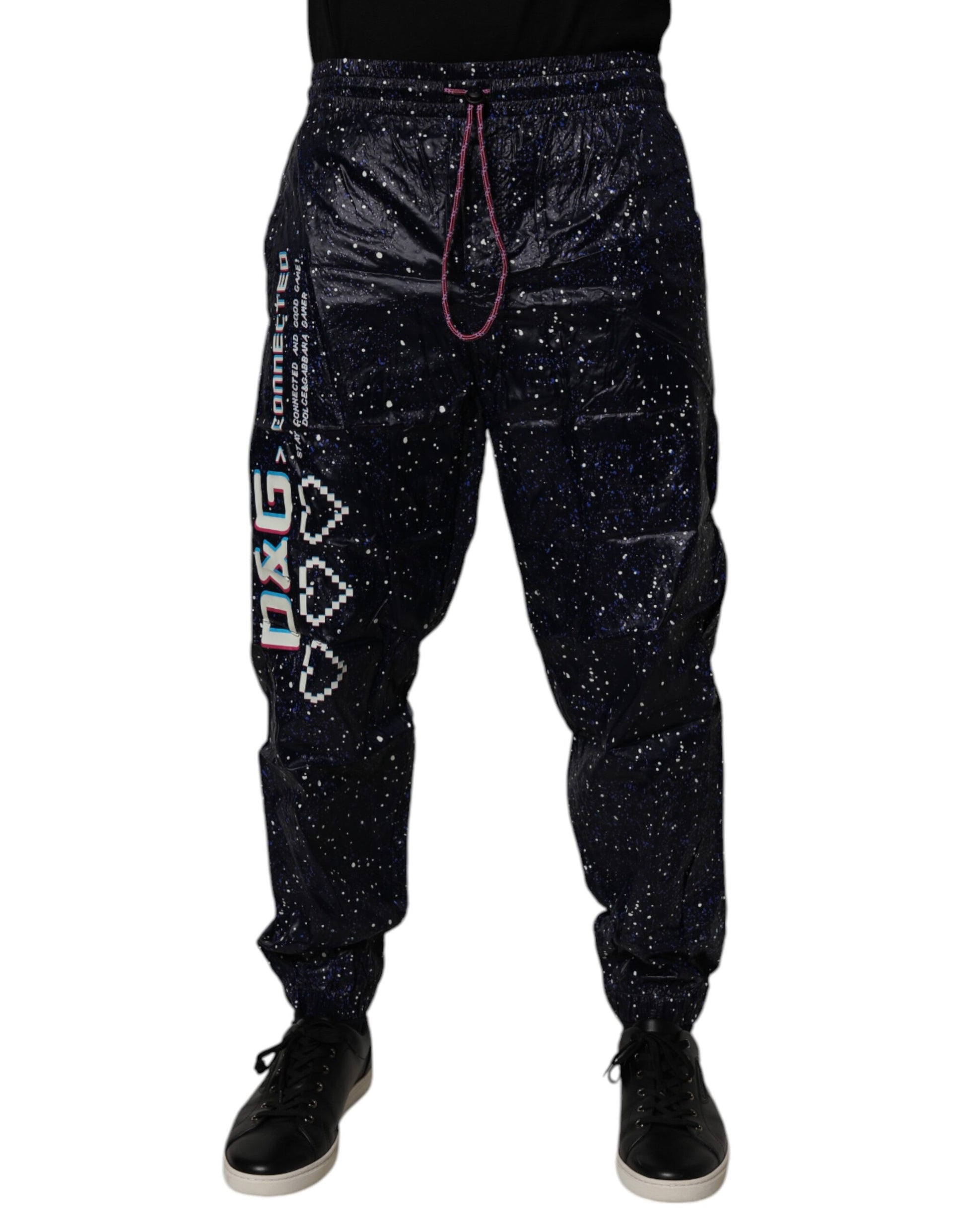 Dolce & Gabbana Dark Blue DG Game Print Cotton Jogger Pants Dolce & Gabbana