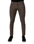 Dolce & Gabbana Brown Cotton Stretch Chino Pants - Eljoys Fashion 
