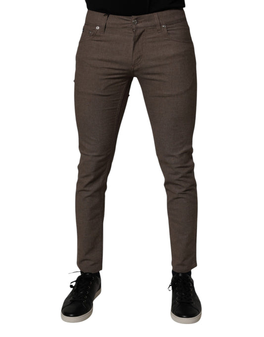 Dolce & Gabbana Brown Cotton Stretch Chino Pants Dolce & Gabbana