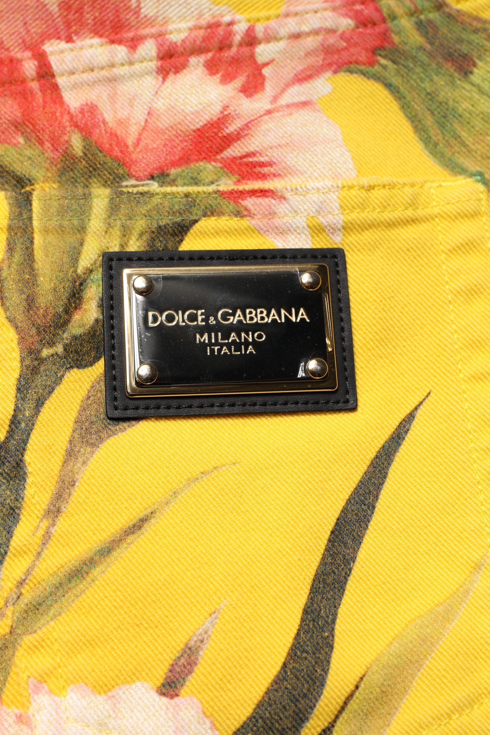 Dolce & Gabbana Yellow Floral Cargo Denim Men Bermuda Shorts Dolce & Gabbana