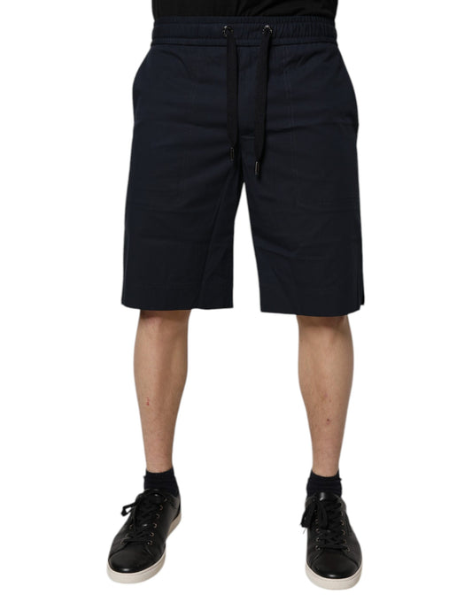 Dolce & Gabbana Dark Blue Cotton Bermuda Sweatshorts Shorts Dolce & Gabbana