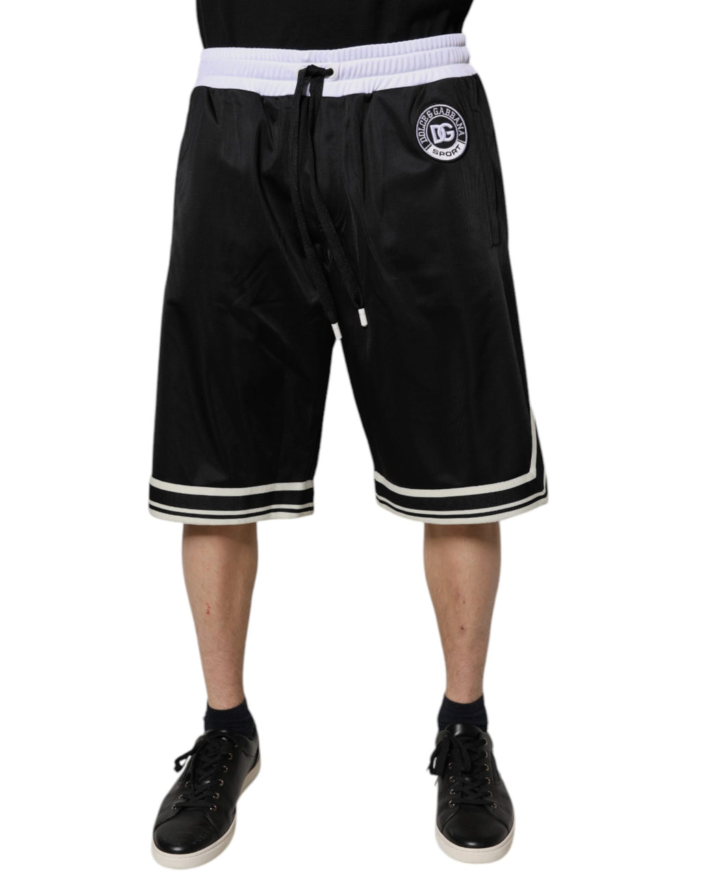 Dolce & Gabbana Black White Men Bermuda Sweatshorts Shorts - Eljoys Fashion 
