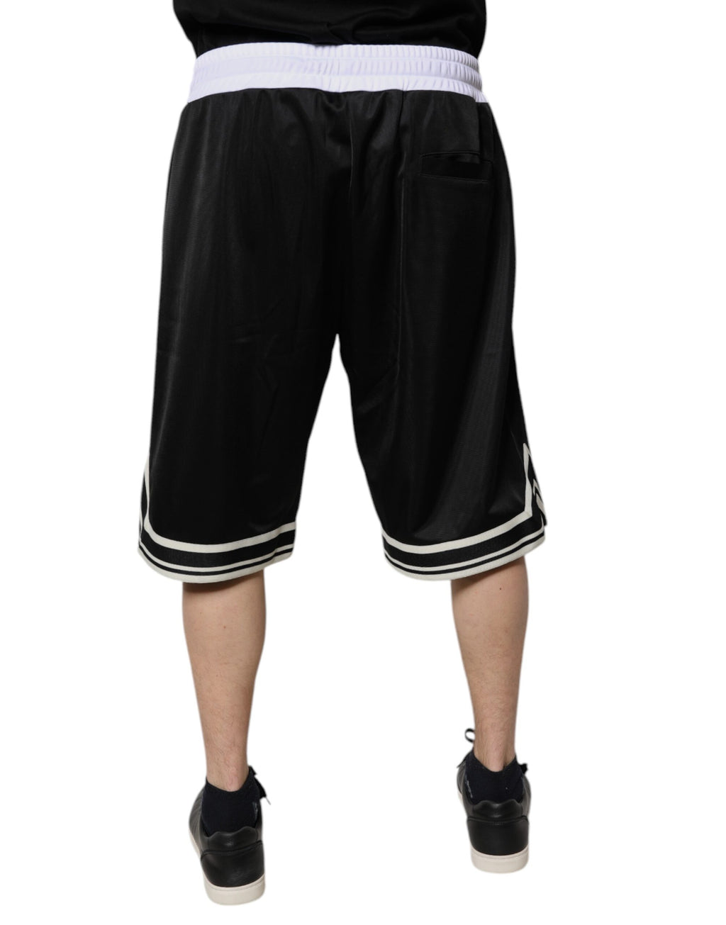 Dolce & Gabbana Black White Men Bermuda Sweatshorts Shorts - Eljoys Fashion 