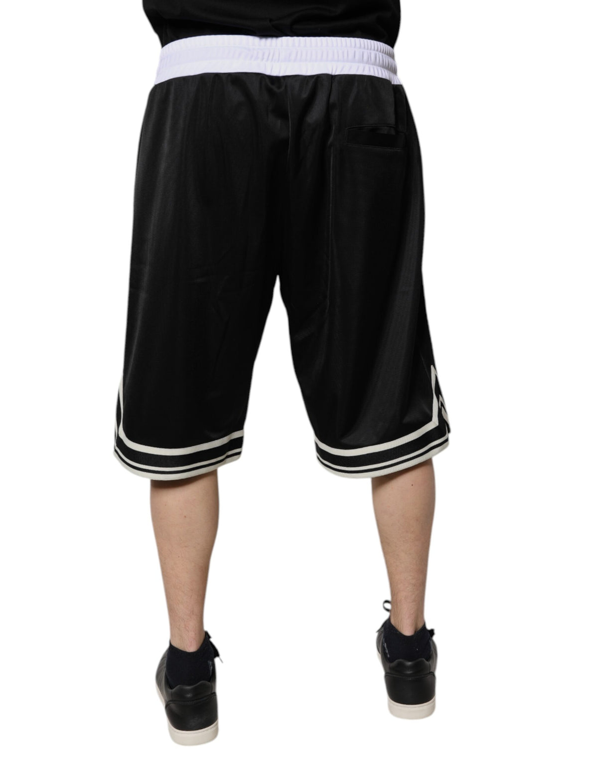 Dolce & Gabbana Black White Men Bermuda Sweatshorts Shorts - Eljoys Fashion 