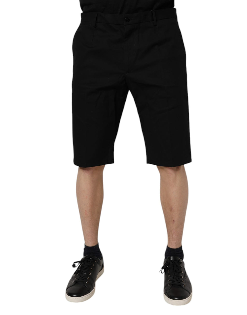Dolce & Gabbana Black Cotton Stretch Mid Waist Bermuda Shorts - Eljoys Fashion 