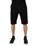 Dolce & Gabbana Black Cotton Stretch Mid Waist Bermuda Shorts - Eljoys Fashion 