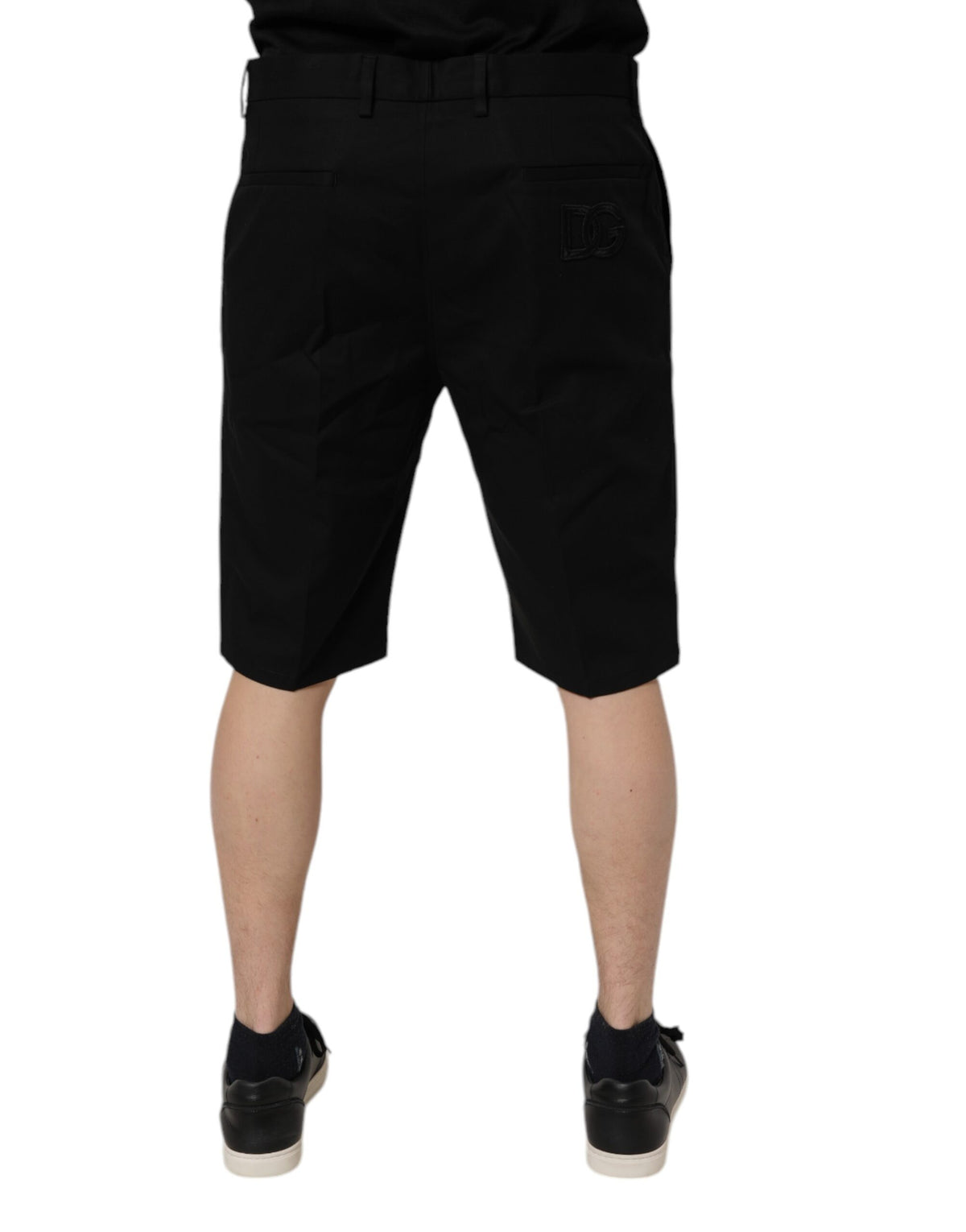 Dolce & Gabbana Black Cotton Stretch Mid Waist Bermuda Shorts - Eljoys Fashion 