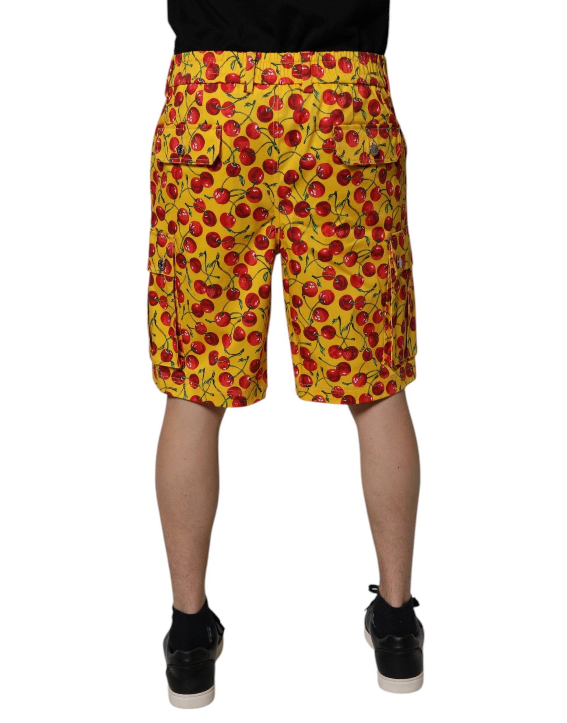 Dolce & Gabbana Yellow Cherry Print Cotton Men Bermuda Shorts Dolce & Gabbana