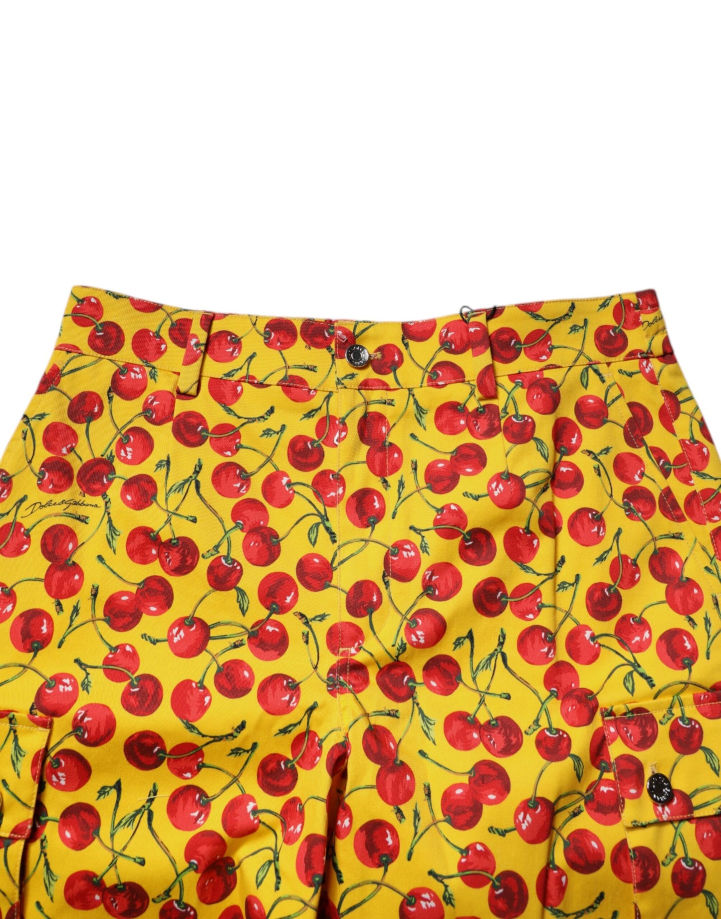 Dolce & Gabbana Yellow Cherry Print Cotton Men Bermuda Shorts Dolce & Gabbana