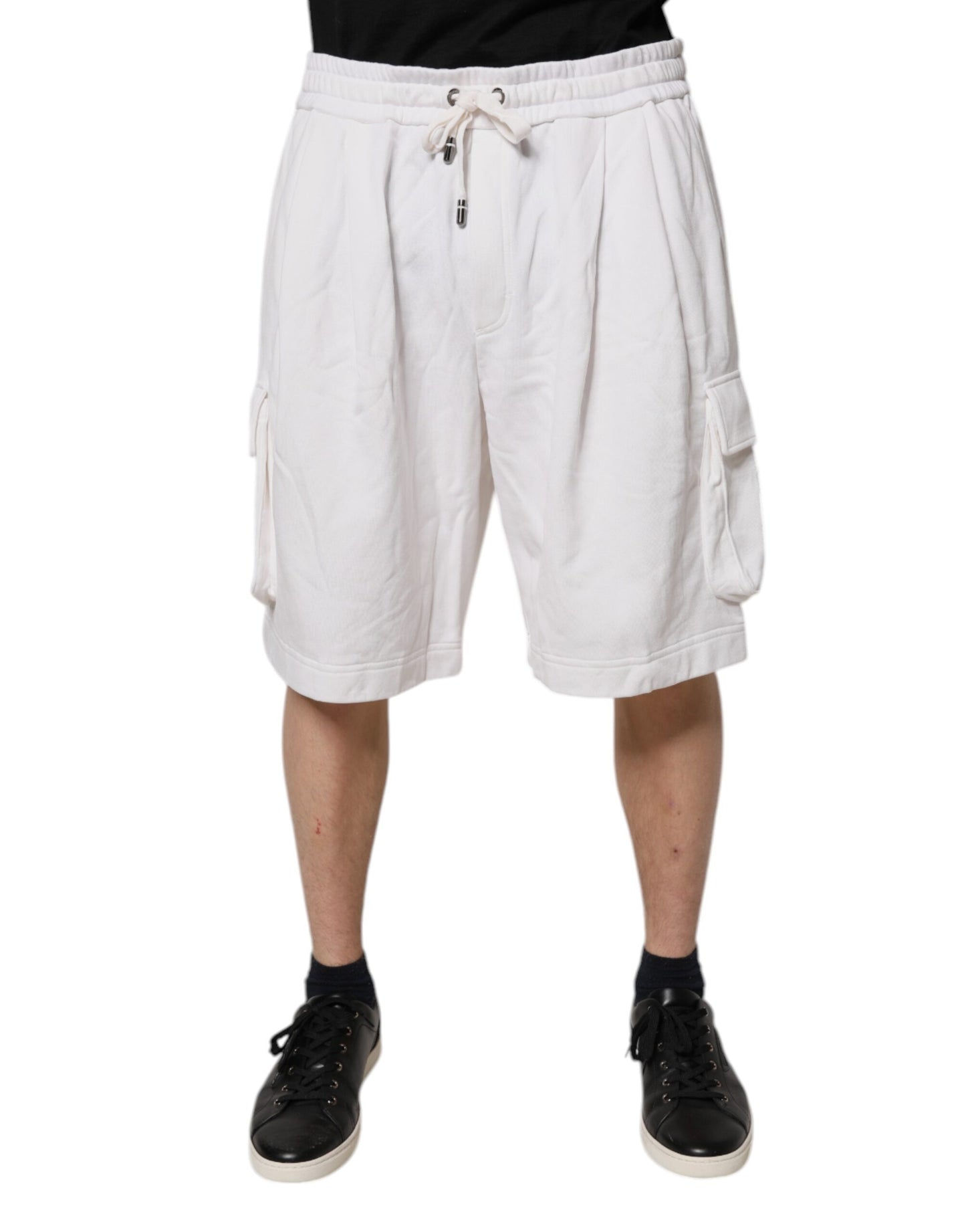 Dolce & Gabbana White Cotton Cargo Bermuda Sweatshorts Shorts Dolce & Gabbana