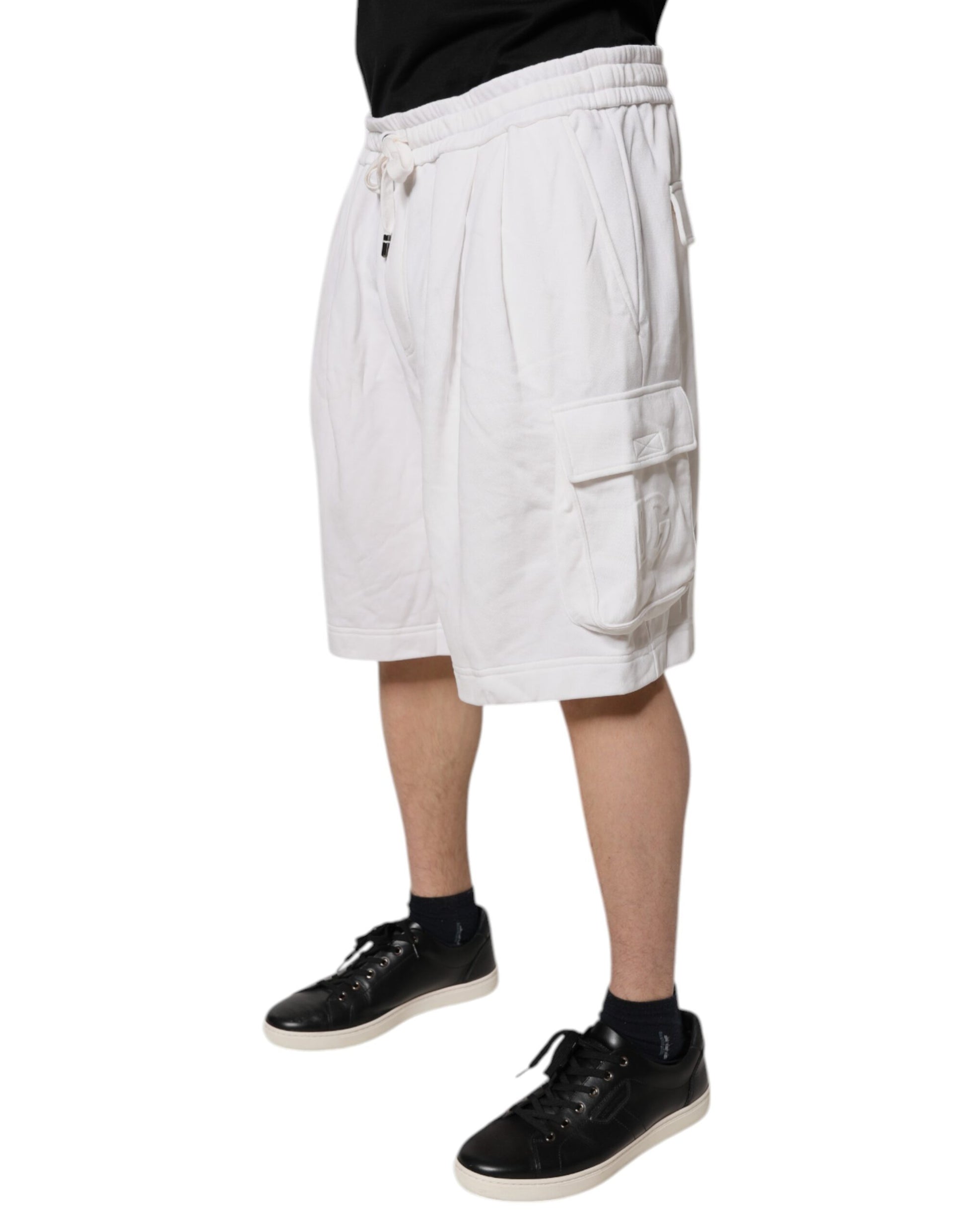 Dolce & Gabbana White Cotton Cargo Bermuda Sweatshorts Shorts Dolce & Gabbana