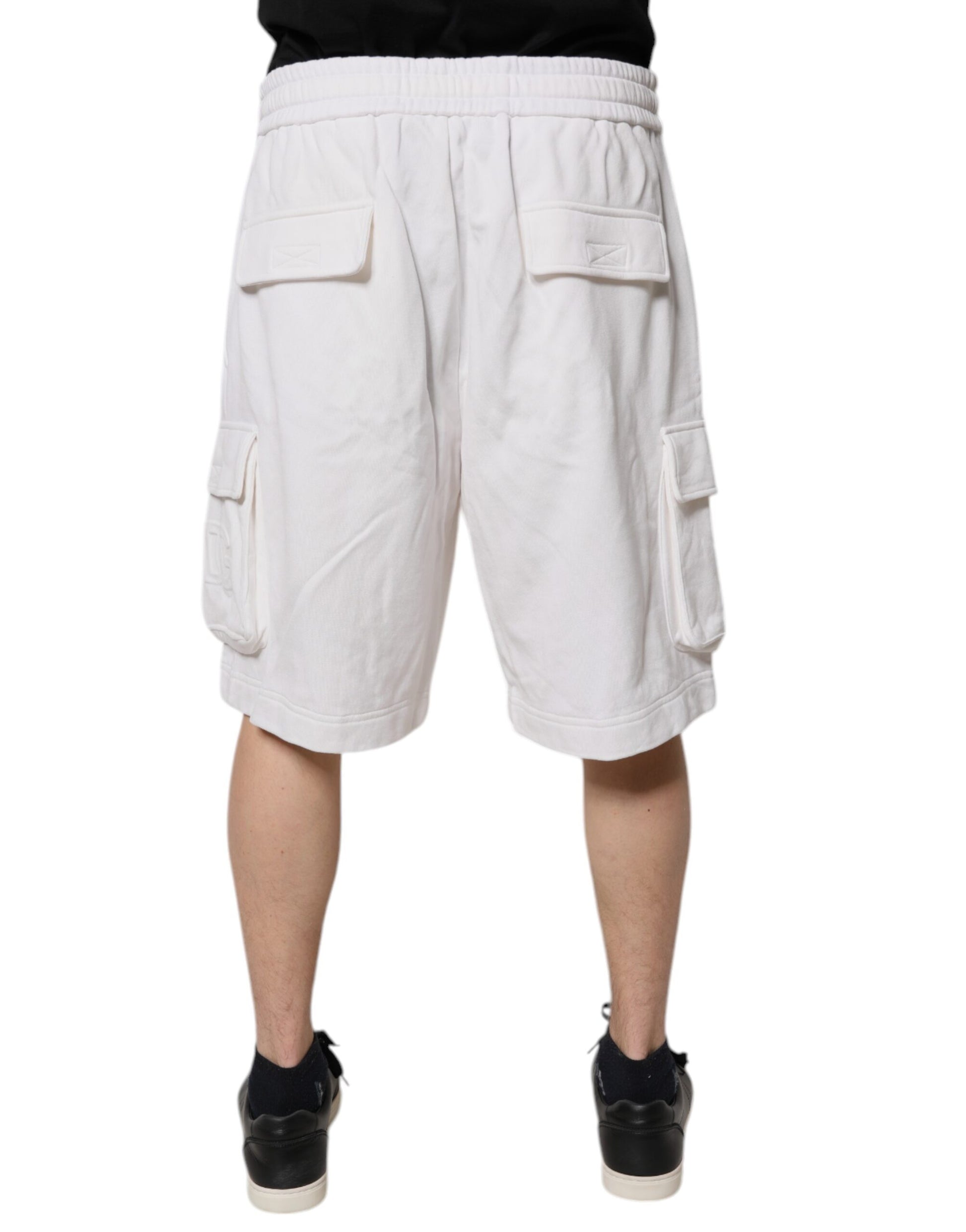 Dolce & Gabbana White Cotton Cargo Bermuda Sweatshorts Shorts Dolce & Gabbana