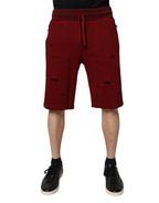 Dolce & Gabbana Bordeaux Cotton Bermuda Men Sweatshorts Shorts - Eljoys Fashion 