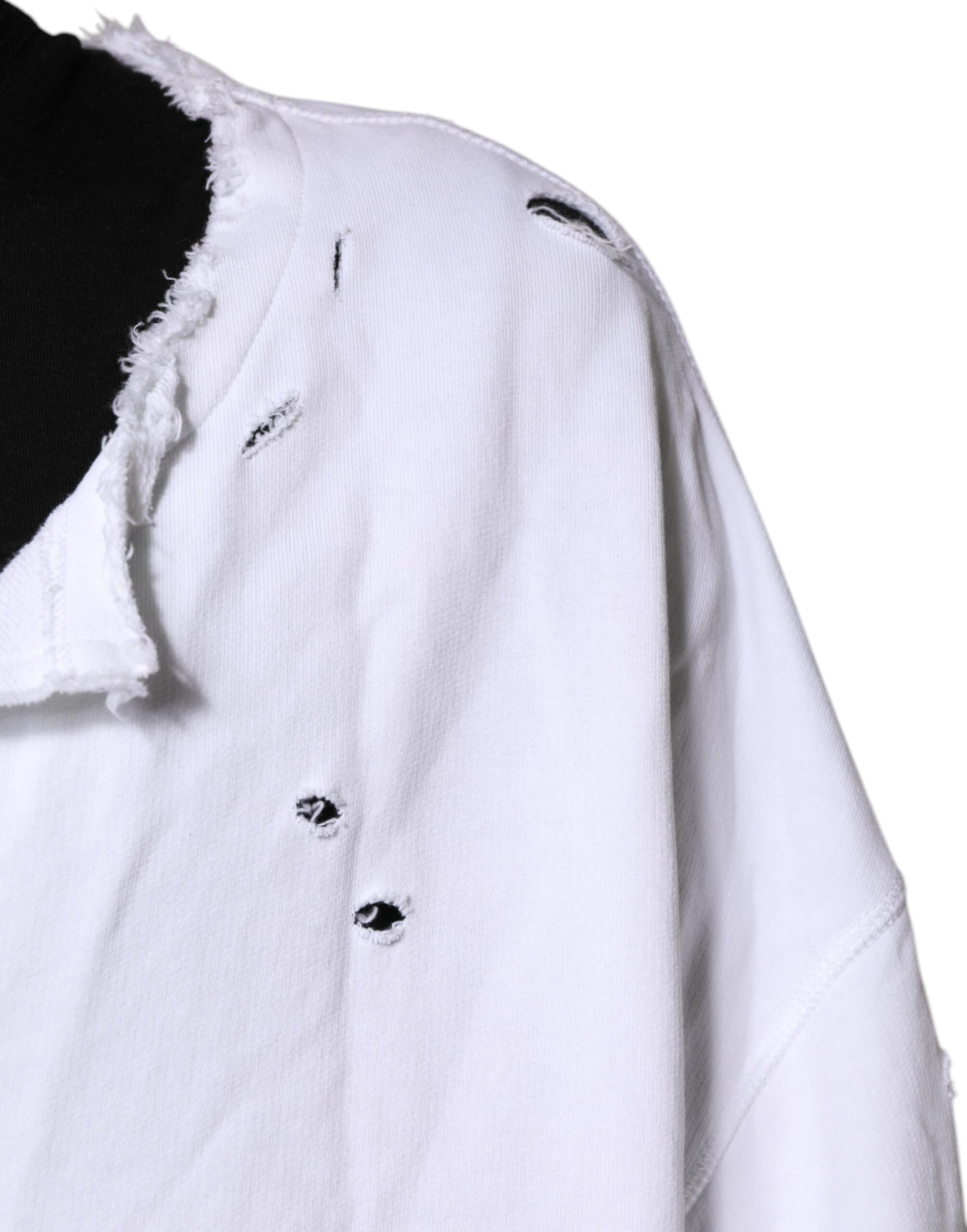 Dolce & Gabbana White Cotton Men Pullover Sweatshirt Sweater Dolce & Gabbana