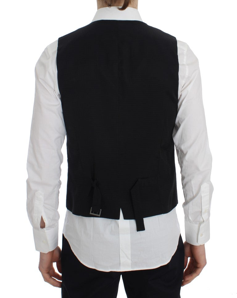 Dolce & Gabbana Gray Striped Formal Vest Dolce & Gabbana