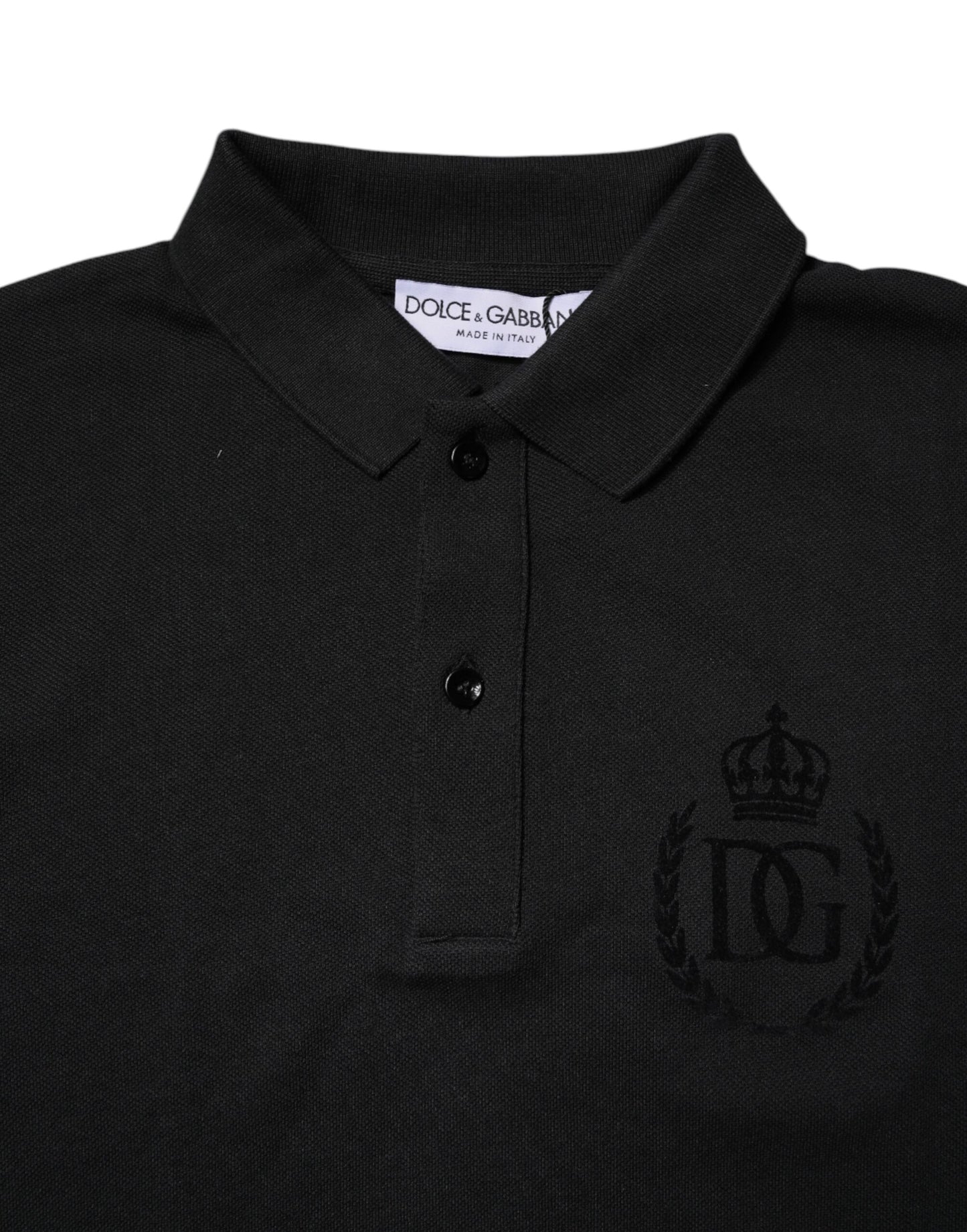 Dolce & Gabbana Black Cotton DG Logo Collared Polo T-shirt Dolce & Gabbana