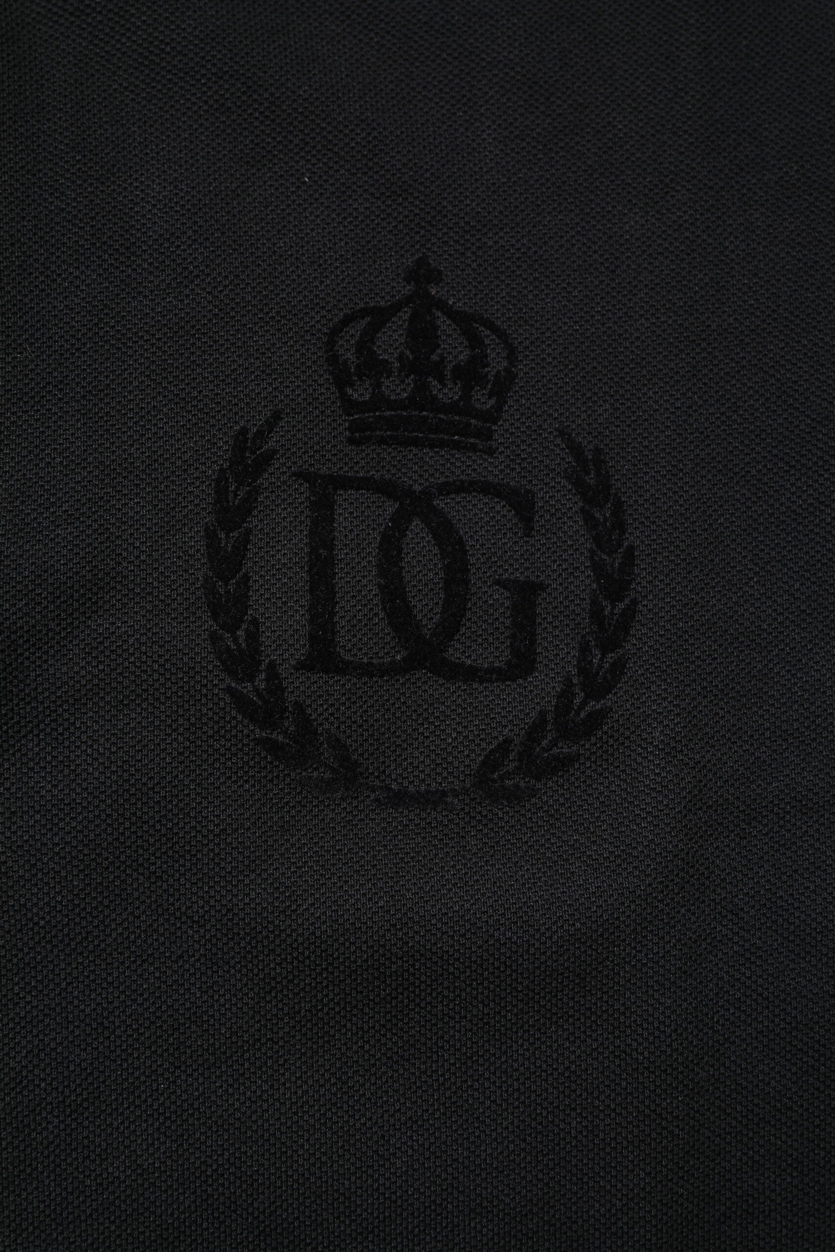 Dolce & Gabbana Black Cotton DG Logo Collared Polo T-shirt Dolce & Gabbana