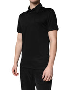 Dolce & Gabbana Black Polyester DG Logo Collared Polo T-shirt - Eljoys Fashion 