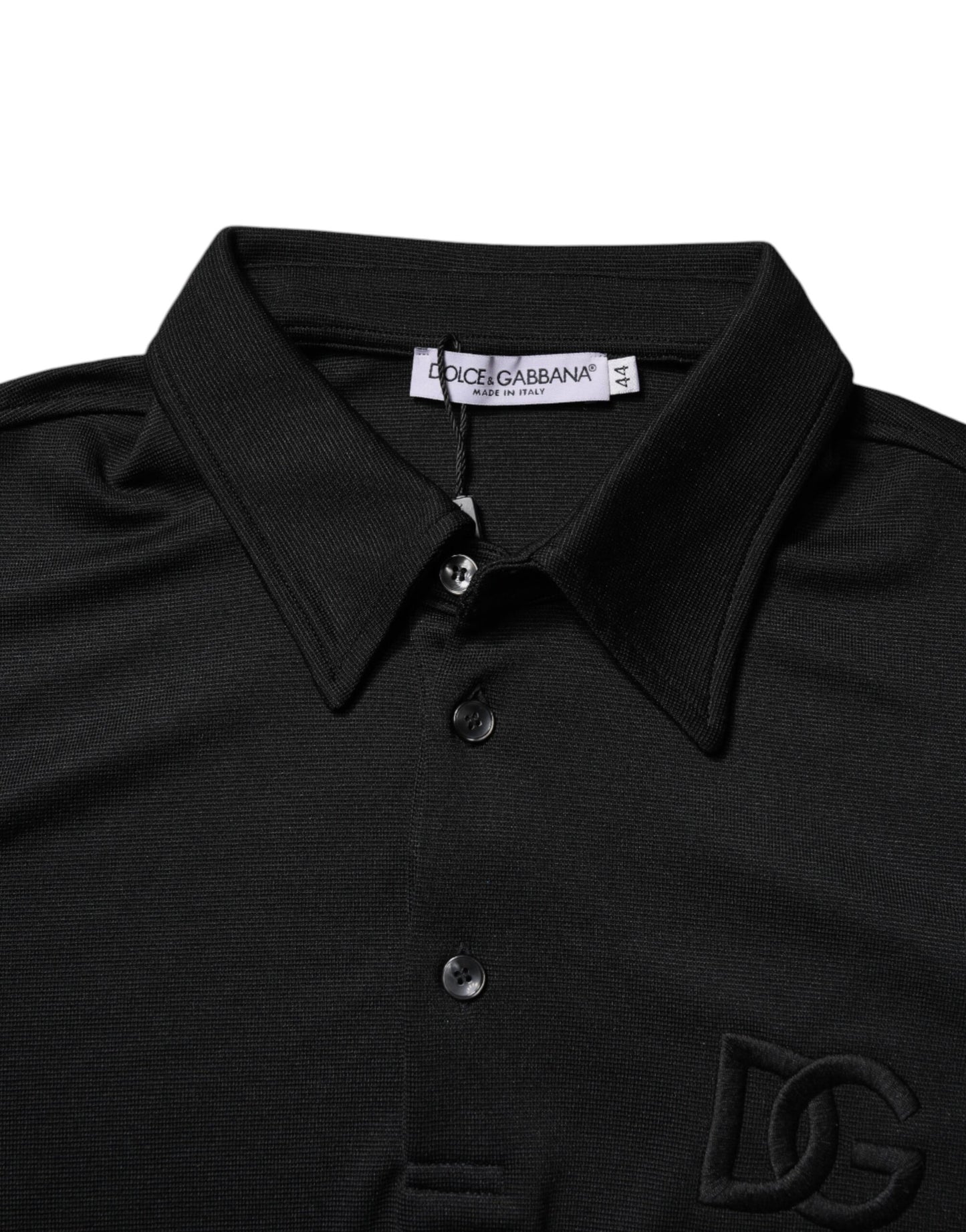 Dolce & Gabbana Black Polyester DG Logo Collared Polo T-shirt Dolce & Gabbana