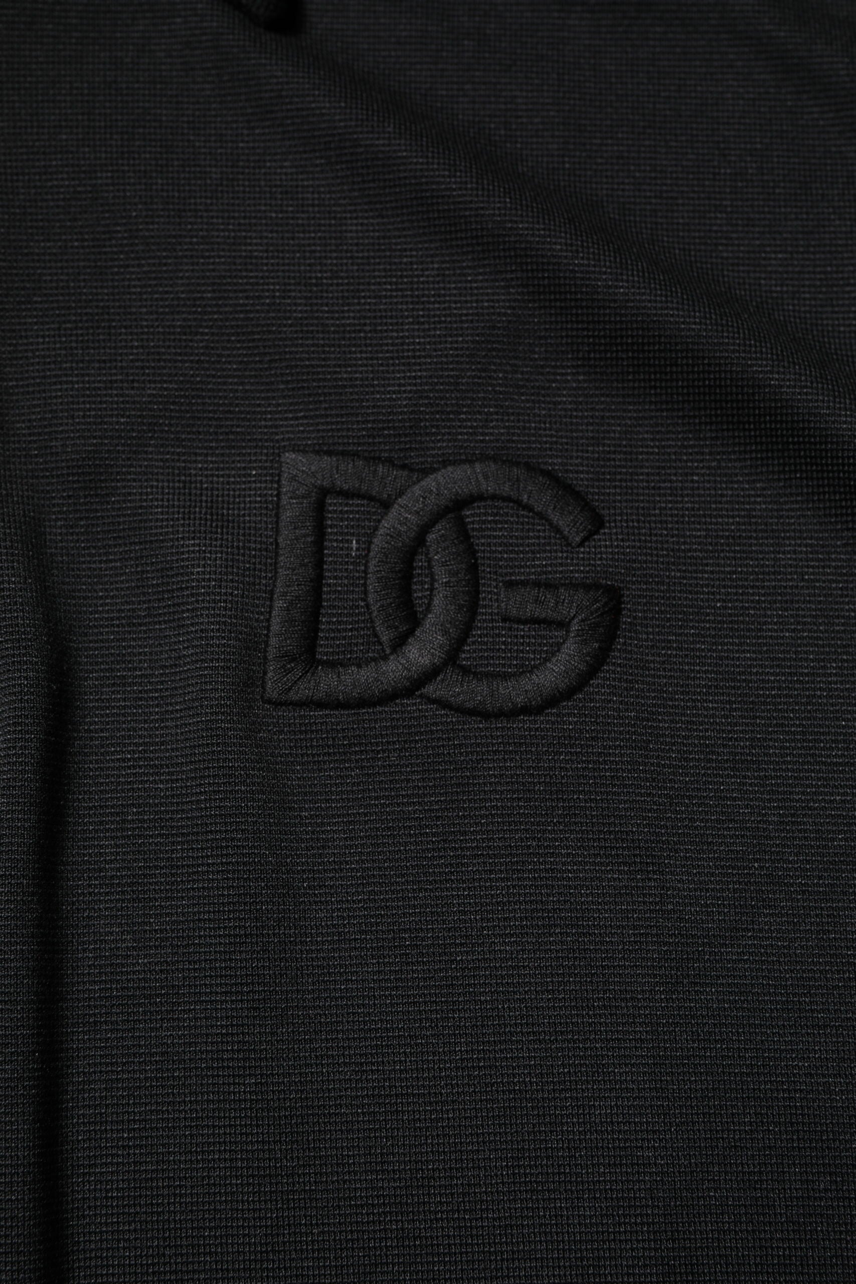 Dolce & Gabbana Black Polyester DG Logo Collared Polo T-shirt Dolce & Gabbana