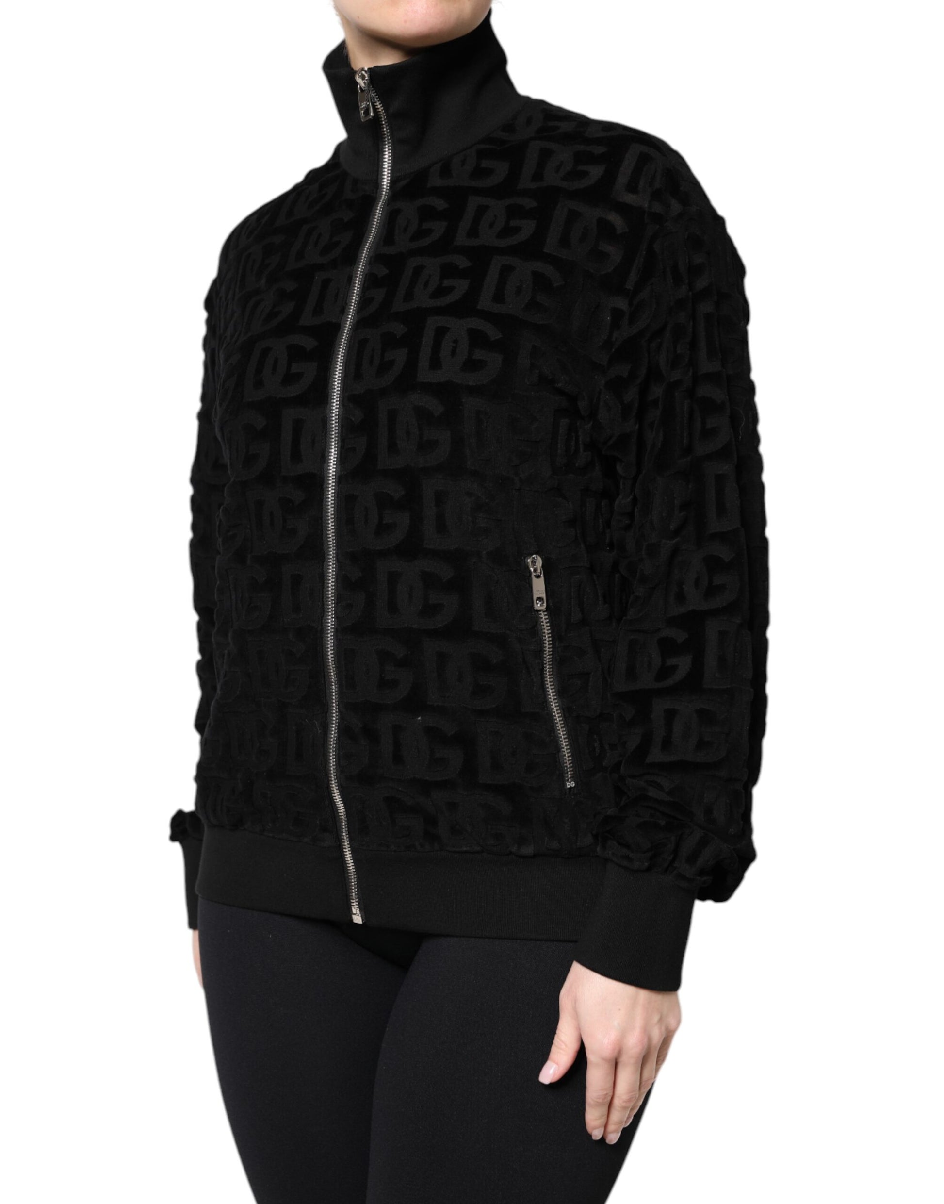 Dolce & Gabbana Black Logo Monogram Full Zip Bomber Jacket Dolce & Gabbana