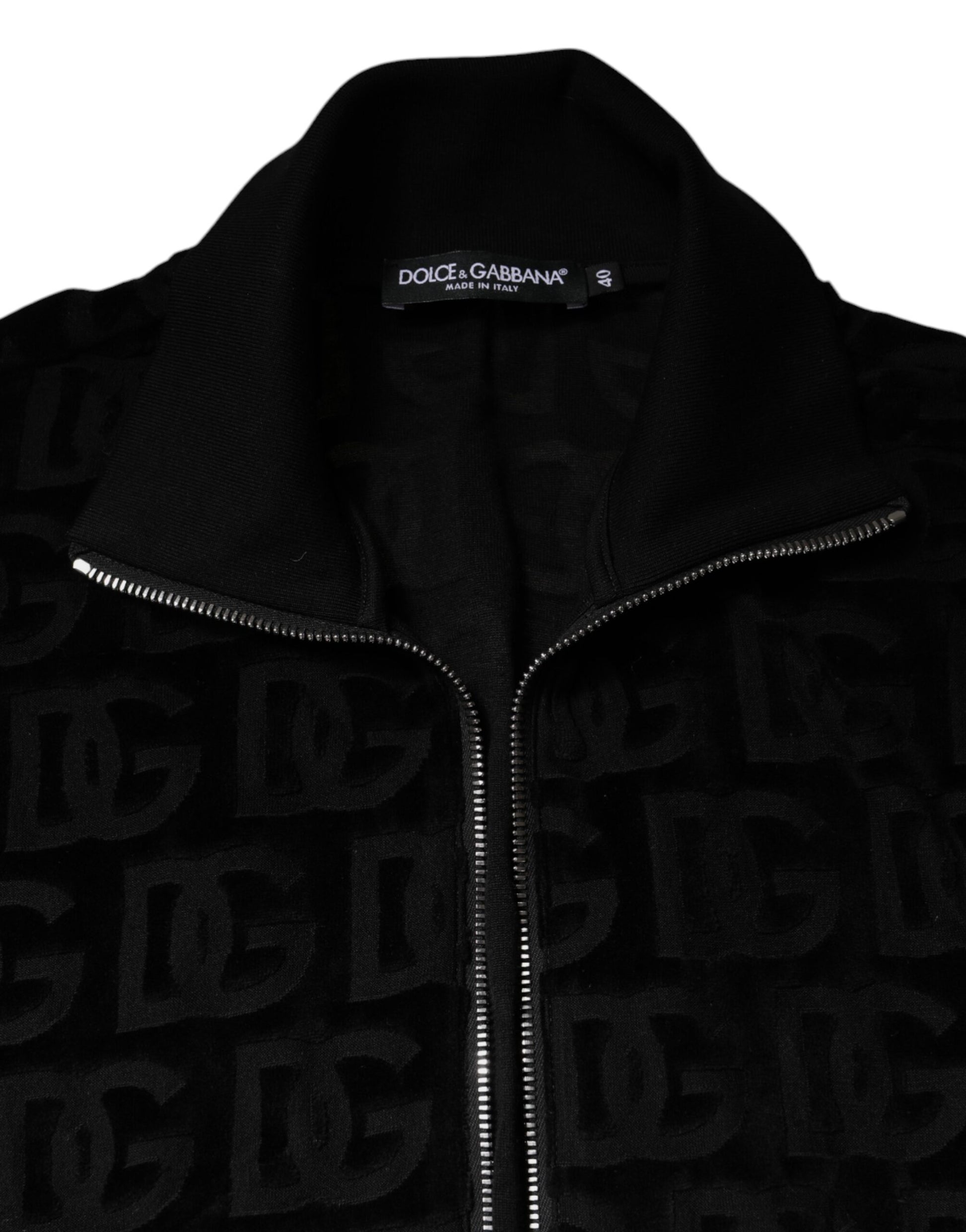 Dolce & Gabbana Black Logo Monogram Full Zip Bomber Jacket Dolce & Gabbana