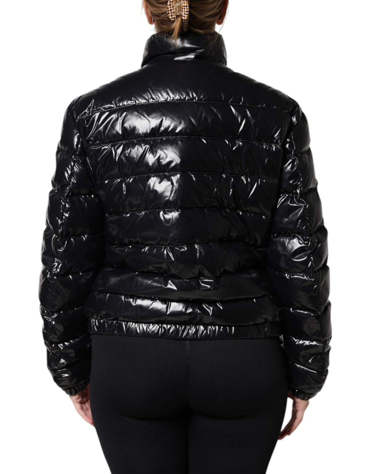 Dolce & Gabbana Black Logo Plaque Full Zip Puffer Jacket - Eljoys Fashion 
