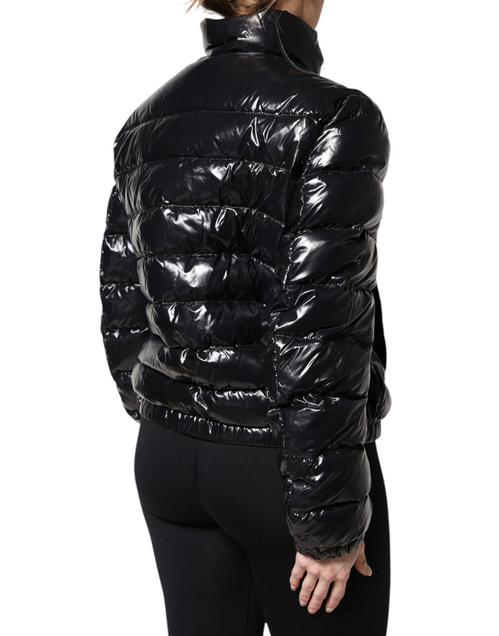 Dolce & Gabbana Black Logo Plaque Full Zip Puffer Jacket - Eljoys Fashion 