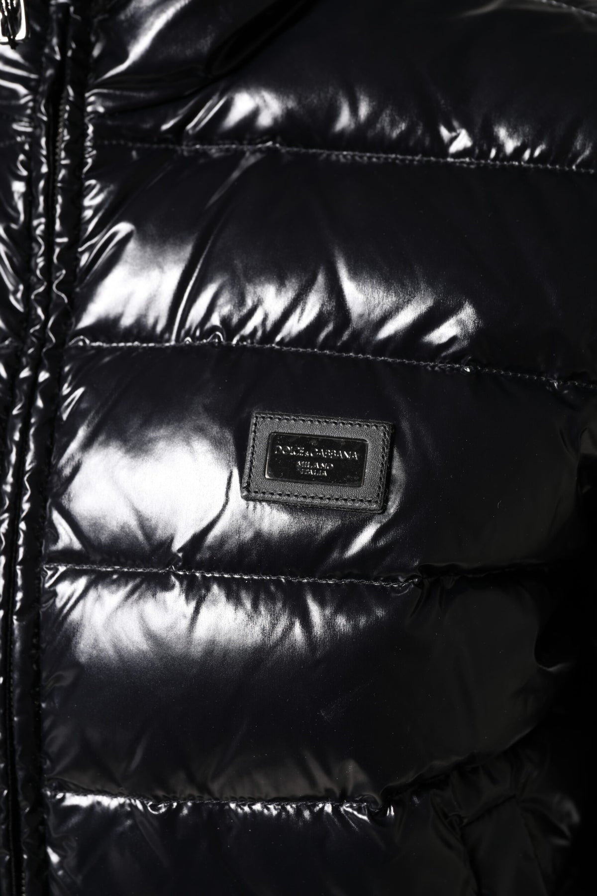 Dolce & Gabbana Black Logo Plaque Full Zip Puffer Jacket - Eljoys Fashion 