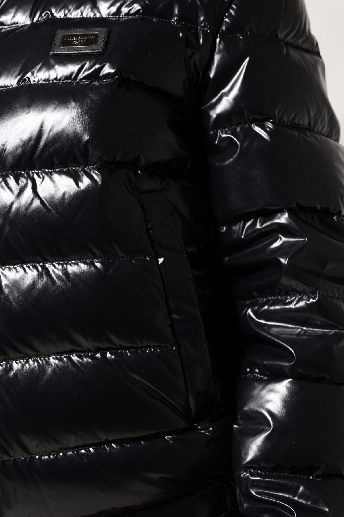 Dolce & Gabbana Black Logo Plaque Full Zip Puffer Jacket - Eljoys Fashion 