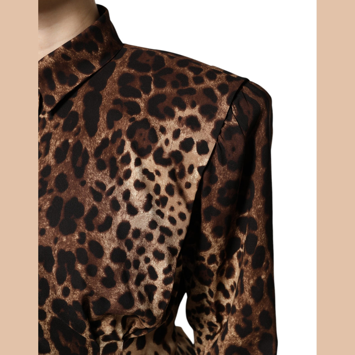 Dolce & Gabbana Brown Leopard Silk Button Down Coat Jacket