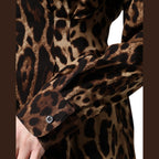 Dolce & Gabbana Brown Leopard Silk Button Down Coat Jacket