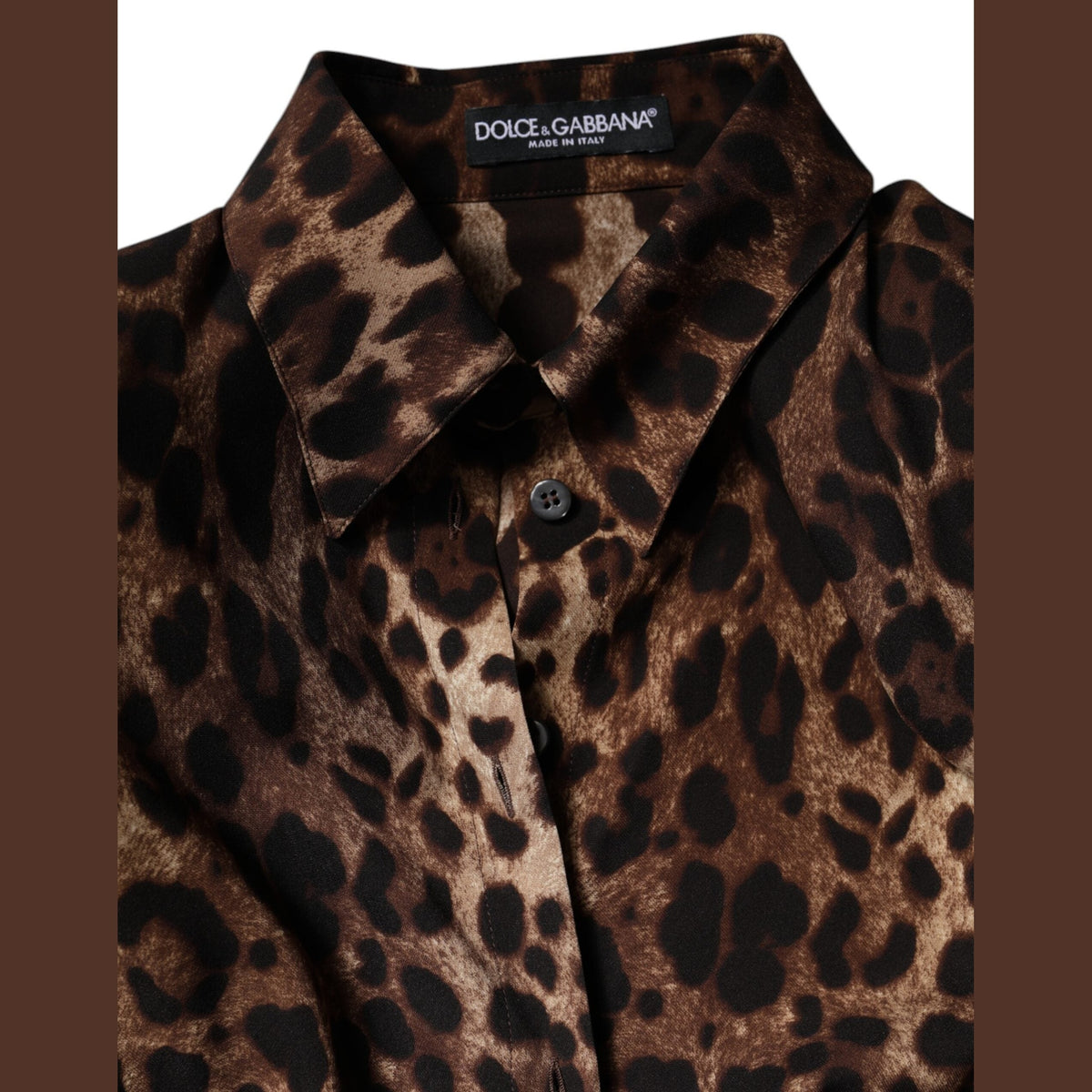 Dolce & Gabbana Brown Leopard Silk Button Down Coat Jacket