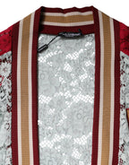 Dolce & Gabbana multicolor floral lace cardigan sweater with intricate floral patterns and delicate lace details.