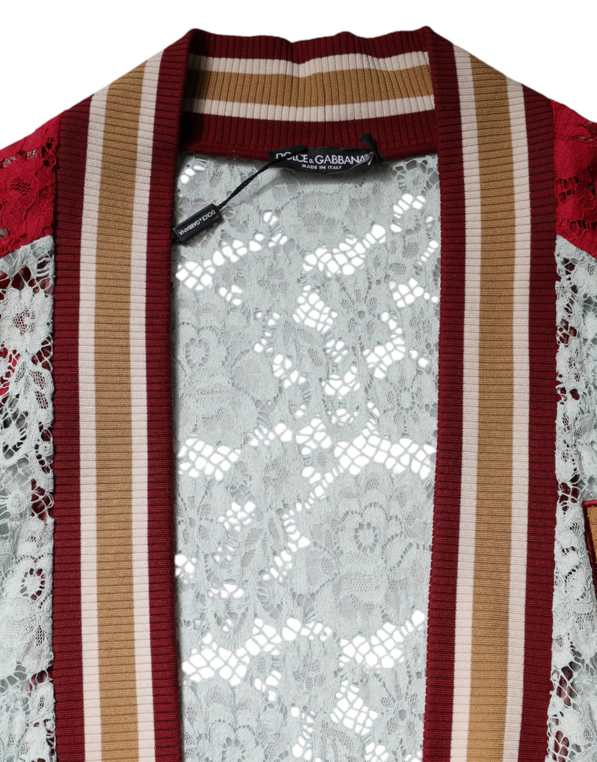 Dolce & Gabbana multicolor floral lace cardigan sweater with intricate floral patterns and delicate lace details.
