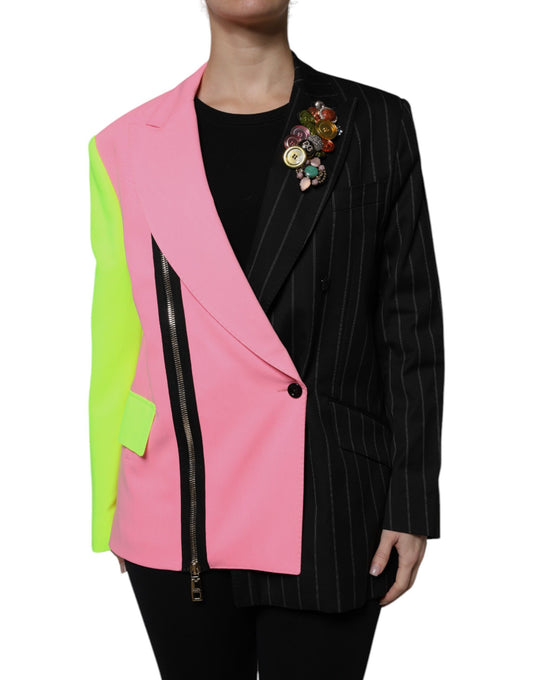 Dolce & Gabbana Multicolor Patchwork Embellished Coat Jacket Dolce & Gabbana