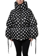 Dolce & Gabbana Black White Polka Dot Full Zip Puffer Jacket - Eljoys Fashion 