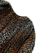 Dolce & Gabbana Brown Leopard Print Scarf Collared Chiffon Dress