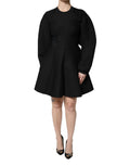 Dolce & Gabbana Black Cotton Long Sleeves A-line Mini Dress - Eljoys Fashion 