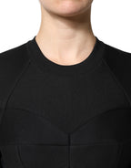 Dolce & Gabbana Black Cotton Long Sleeves A-line Mini Dress - Eljoys Fashion 