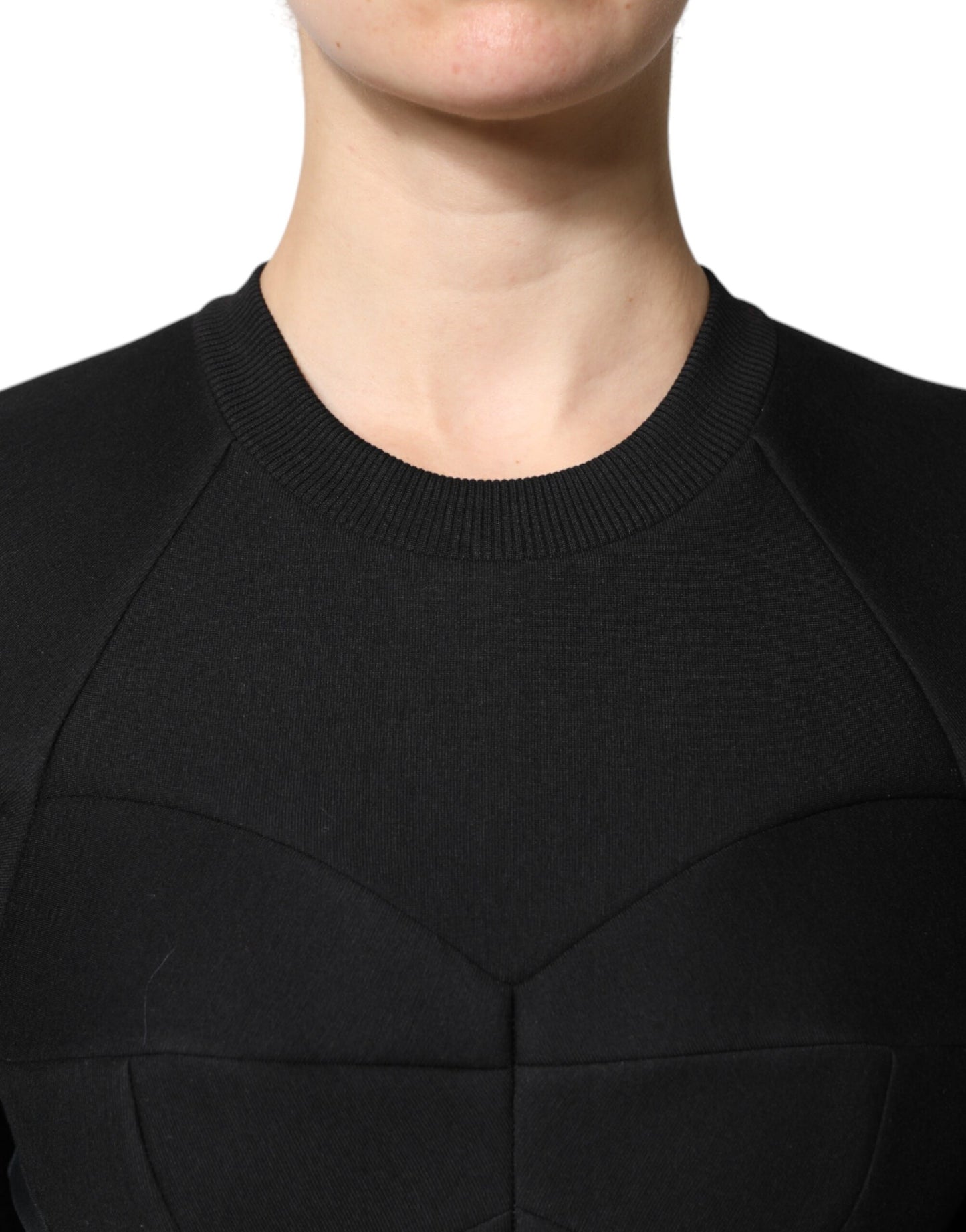 Dolce & Gabbana Black Cotton Long Sleeves A-line Mini Dress Dolce & Gabbana