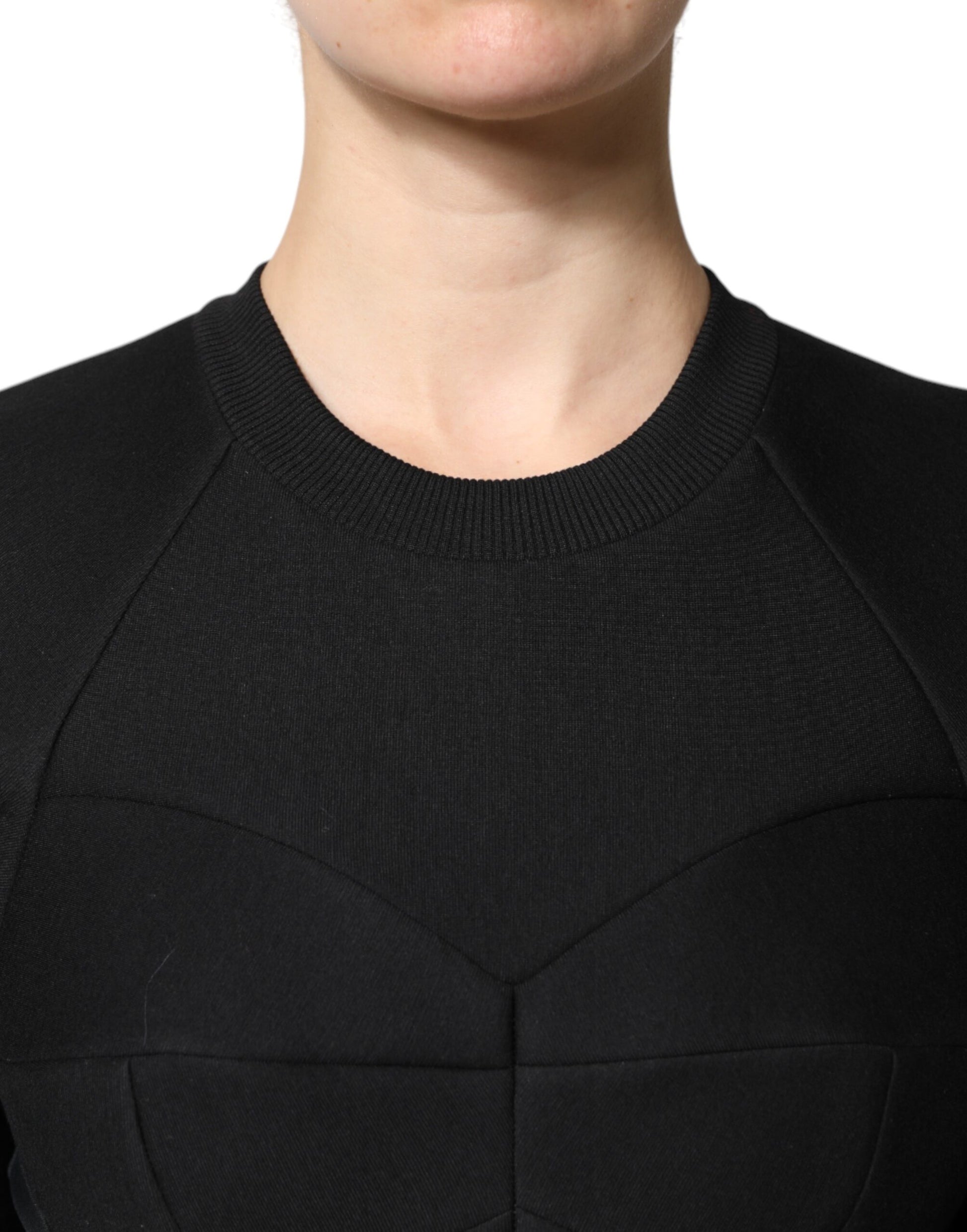 Dolce & Gabbana Black Cotton Long Sleeves A-line Mini Dress Dolce & Gabbana