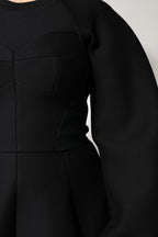 Dolce & Gabbana Black Cotton Long Sleeves A-line Mini Dress - Eljoys Fashion 