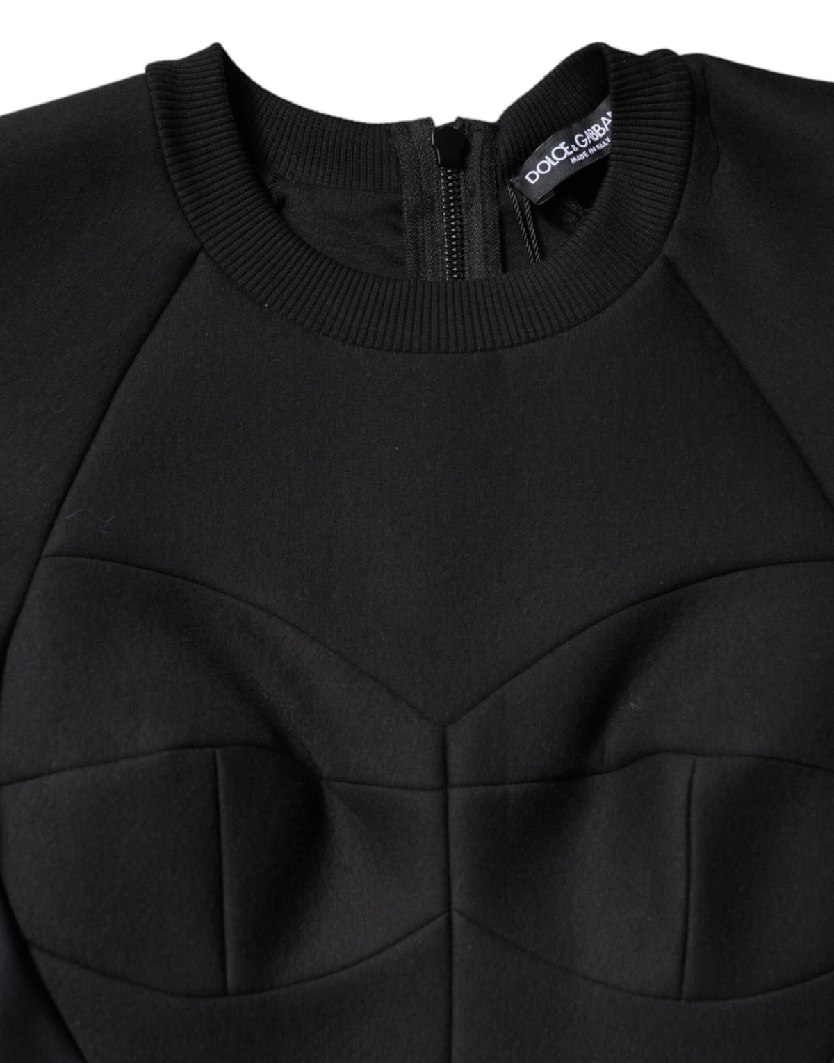 Dolce & Gabbana Black Cotton Long Sleeves A-line Mini Dress - Eljoys Fashion 